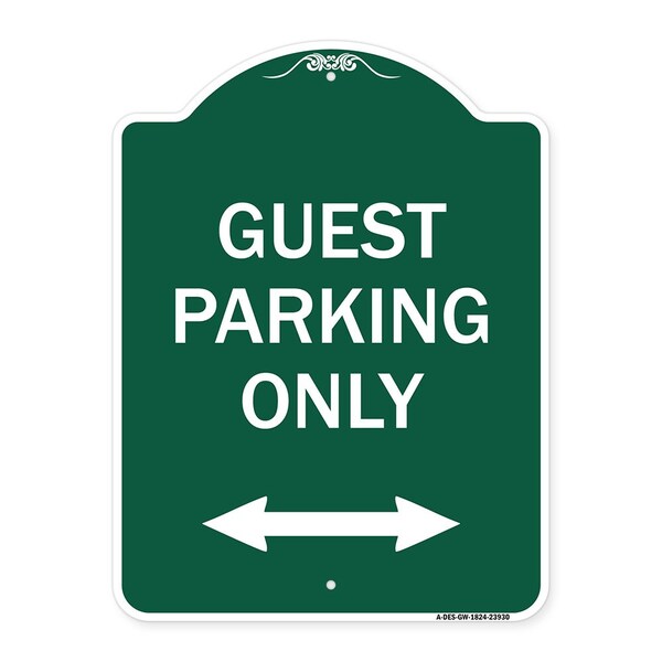 Signmission Guest Parking W/ Bidirectional Arrow, Green & White Aluminum Sign, 18" x 24", GW-1824-23930 A-DES-GW-1824-23930 - main